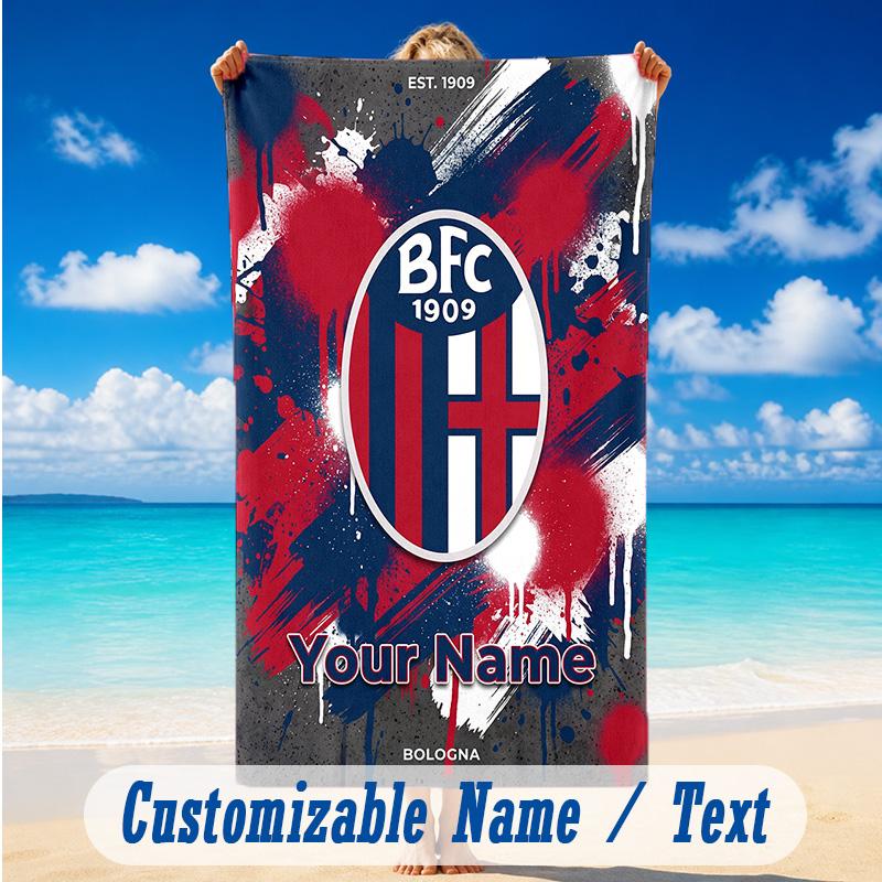 Beach Towel Custom Name Text, Quick Dry Large Towel For Beach HomeBologna FC