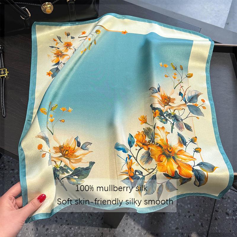 100% Silk Scarf Bandana Women Square Scarves Wrap Kerchief Mulberry Silk Spring Fashion Luxury High Quality Headband Hijab Shawl