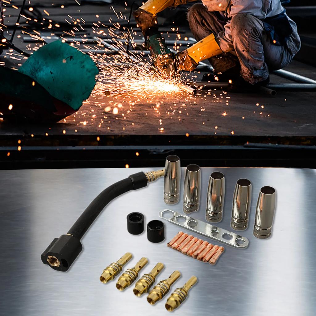 Household Welding Torch Kit Parts Holder M6 MIG/MAG Smooth Tip Wear Parts 0.8mm 24pcs / Set Contact Cylinder New