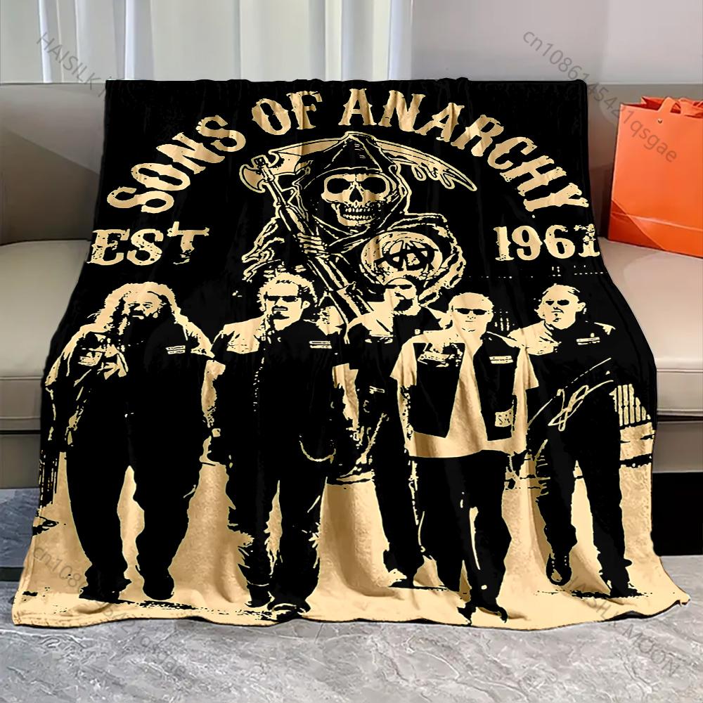 1PC Motorcycle Club Poster Print Adult Children Warm Blankets Home Travel Car Soft Comfortable Suitable for All Seasons