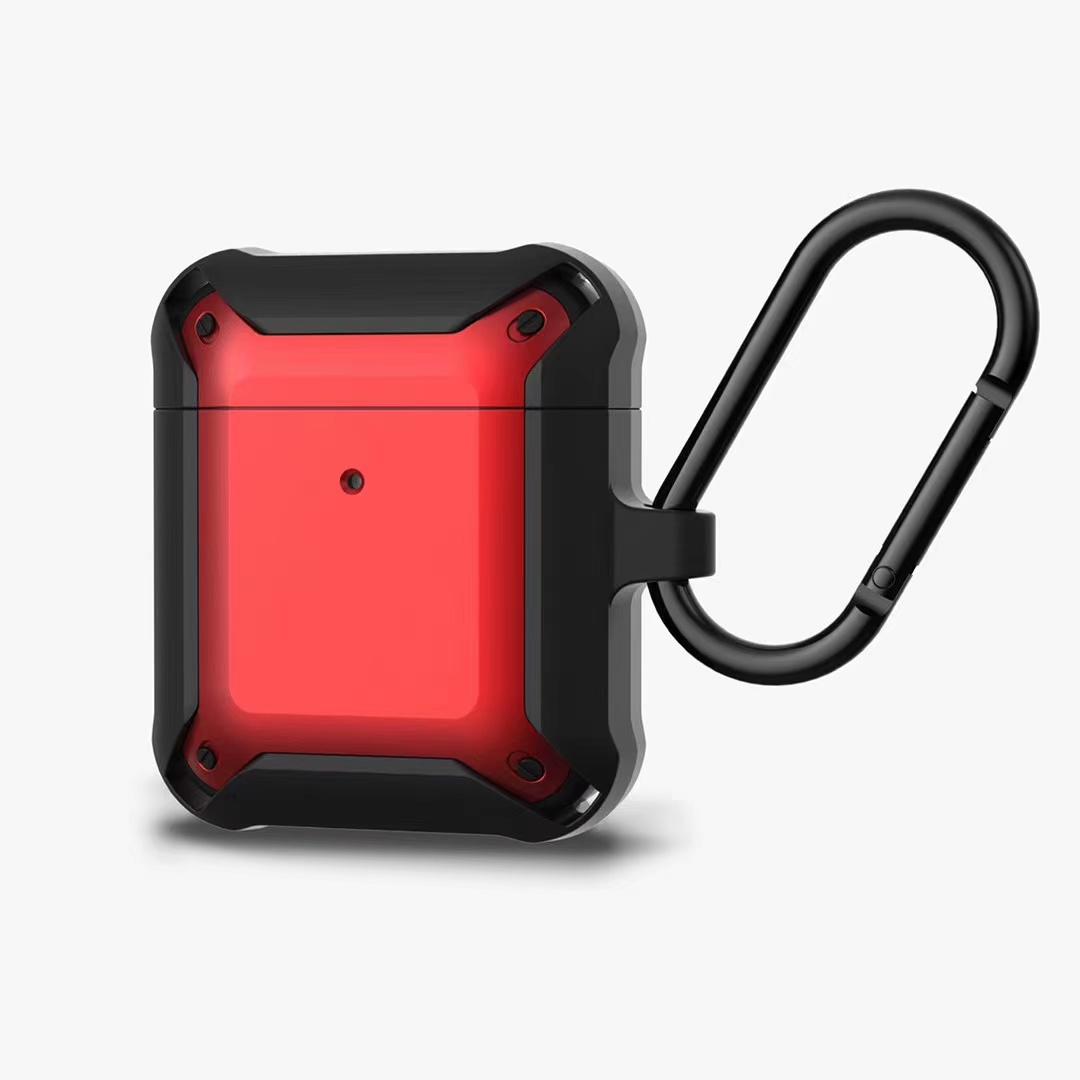 

Drop Resistant Armor TPU PC Hybrid Case for Apple AirPods with Wireless Charging Case (2019)/Charging Case (2019)/(2016) Red/Black