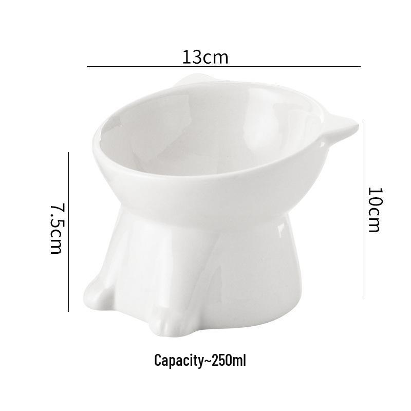 Large Capacity Anti-Tip Cat Bowl with Elevated, Slanted Design for Neck Protection and Black Chin Prevention