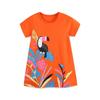 European Summer Knit Cotton Dress for Girls - Cartoon Print Princess Skirt