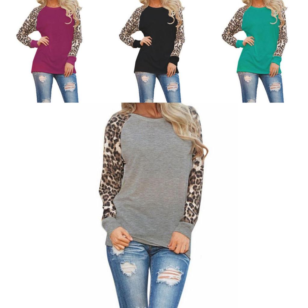 Fashionable Plus Size Womens Long Sleeve Leopard T Shirts With A Loose And Easy Fit
