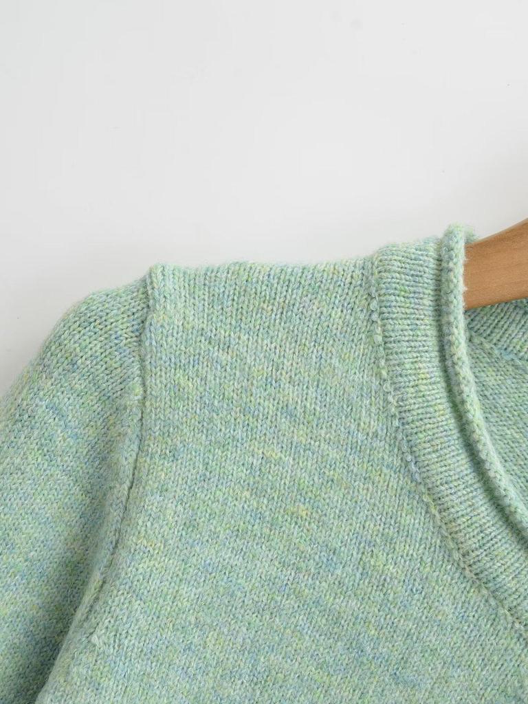 FS636-26 New European & American Style Round Neck Single-Breasted Long Sleeve Knit Cardigan Sweater for Women