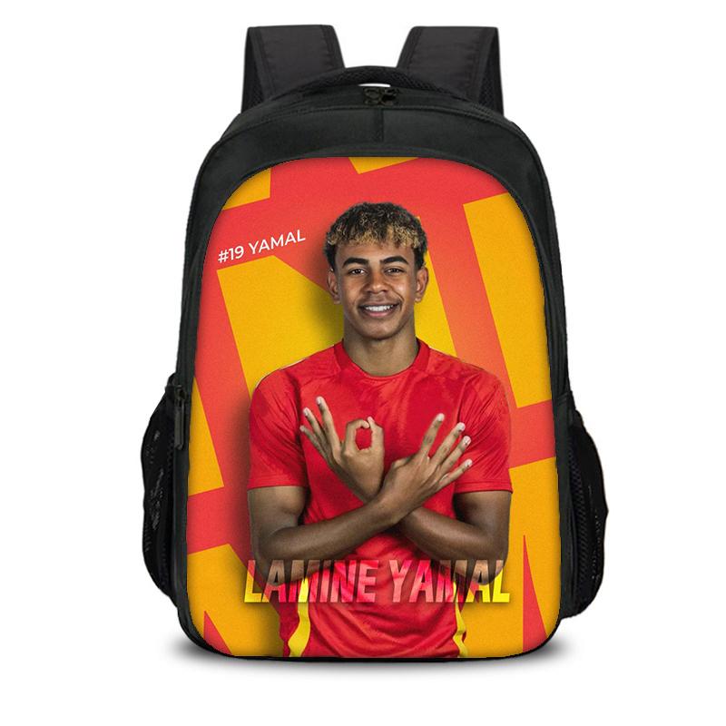 Zaino a doppio strato L-Lamin Yamal Zaino per la scuola Zaino da calcio Zaino sportivo da calcio Zaino da viaggio ad alta capacità