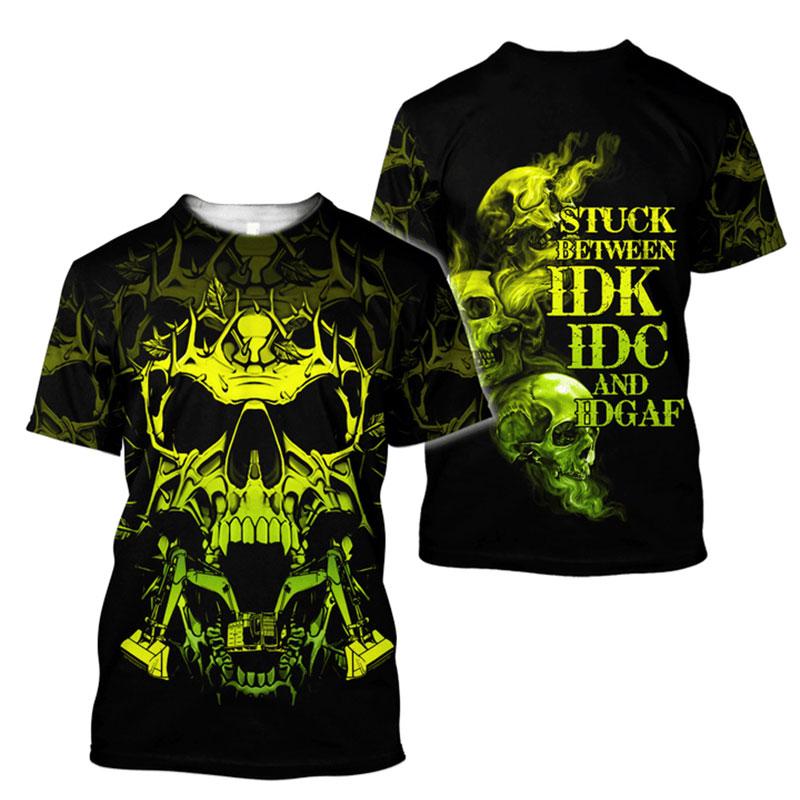 Letní Pánské 3D tisk Personalizovaný bagr Pracovník Pohodlné tričko Módní trend Volný Krátký rukáv Oversized oblečení