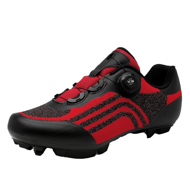 Mens Cycling Shoes With Flyknit Upper Reflective Stripes Stiff Sole Road MTB Casual Riding