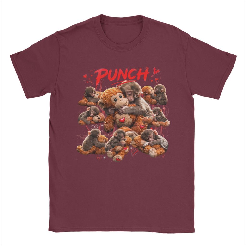 Monkey Punch Baby Monkey Holding Toy Accessories Unisex T Shirt Pure Cotton Tee Graphic Printing Tshirt Clothes