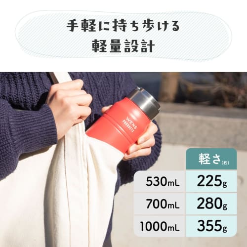 Atlas 700ml Vacuum Insulated Stainless Steel Water Bottle, Cold/Hot Water Capacity, Lightweight, Direct Drinking, Easy to Clean, Outdoor, WENS Sea Sal