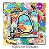 50 Ocean Series Graffiti Stickers - Cartoon Animals for DIY Skateboards, Water Bottles, and Suitcases (Waterproof)