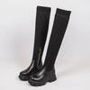Women Thick Sole Boots 2024 Autumn Winter Breathable Knitting Sock Ladies Thigh High Boots Stretch Round Toe Shoes Plus Size 43