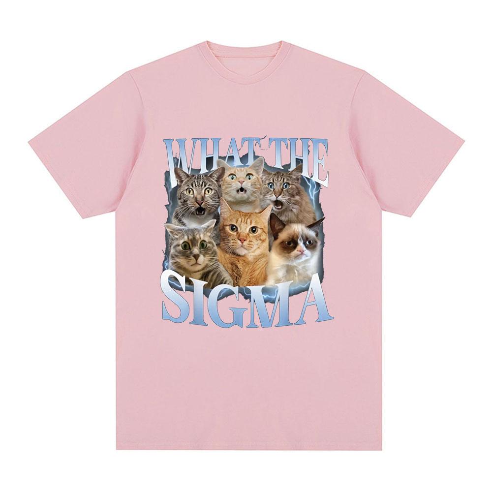 What The Sigma Funny Meme Cat Lovers Graphic T-Shirts Mens Women Cotton Oversized Short Sleeve T Shirts Fashion Comfort T Shirt