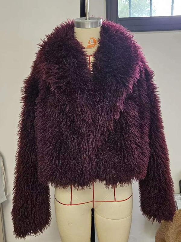 

Женское пальто средней плотности на осень/зиму, экологичное пальто из искусственного меха L вино красного