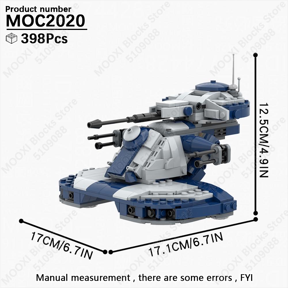 MOOXI Star Wars Mech Veicolo Cannone Carro Armato Armi Nave da Trasporto Soldati Modello Mattoncini Fai da Te Blocchi da Costruzione Assemblati Giocattolo per Bambini