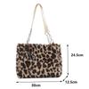 Leopard Pattern Travel Warm Plush Shoulder Bag Women Large Capacity Chain Decor Tote Bag Vintage Soft Faux Fur Top Handle Handbag