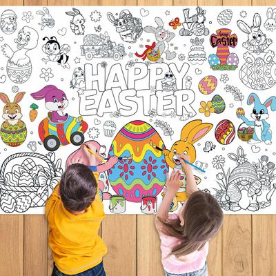 Easter Coloring Poster Children's Party Disposable Paper Tablecloth 80*110cm Used For Parties Cultivating Children's Hands