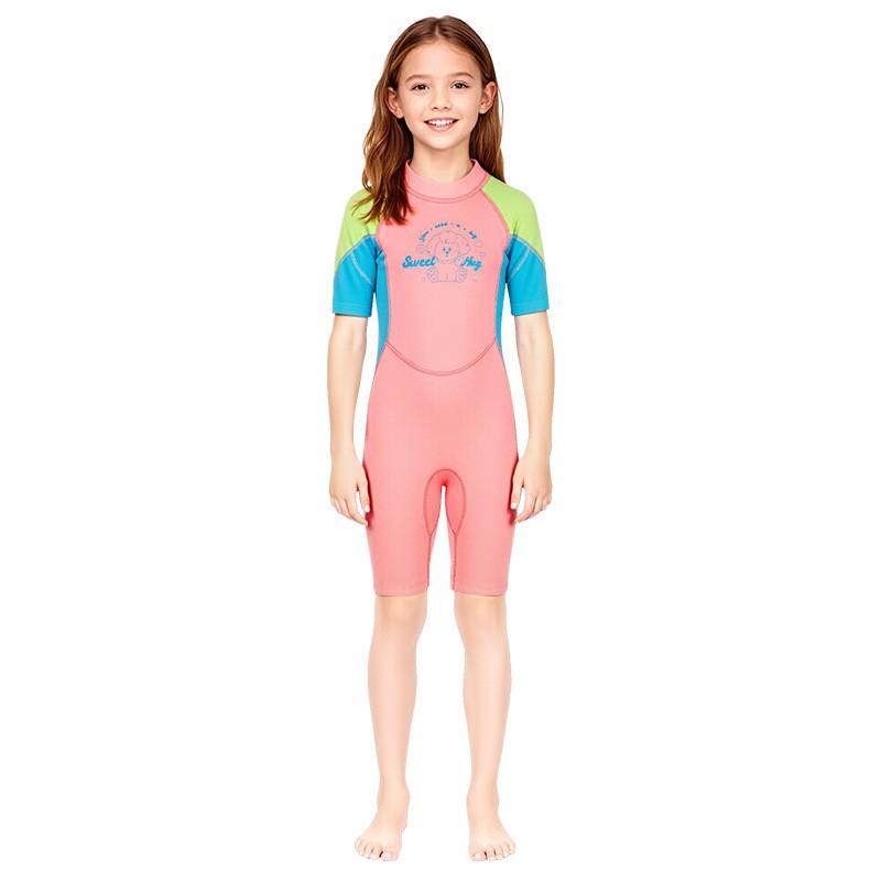 Fato de Mergulho Infantil 2.5MM Fato de Banho de Menina Peça Única Manga Curta Quente Snorkel Surf Medusa