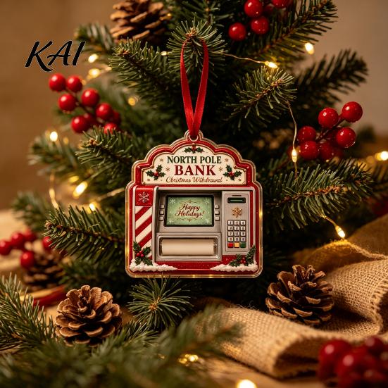 Christmas Tree Money Ornament Holder Ornament, Acrylic Stocking Cash Gift Hanging Decor Creative Holiday Idea for Tree, Festive Pendant with Surprise