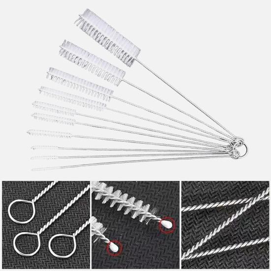 10Pcs Cleaning Brush Set Full Size Straws Narrow Gaps Deep Cleaning Brush Nylon Bristles Spiral Shaft Cleaning Tool