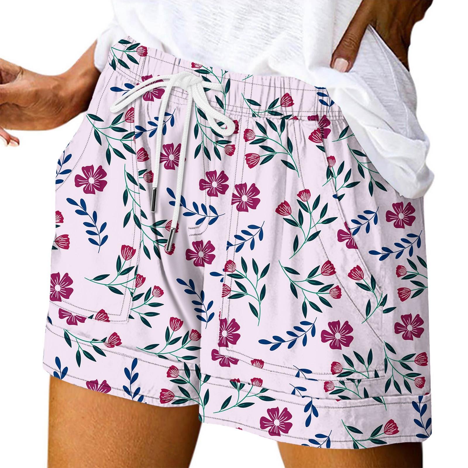 

Жіночі повсякденні літні еластичні пляжні шорти з принтом, повсякденні шорти XL фіолетовий