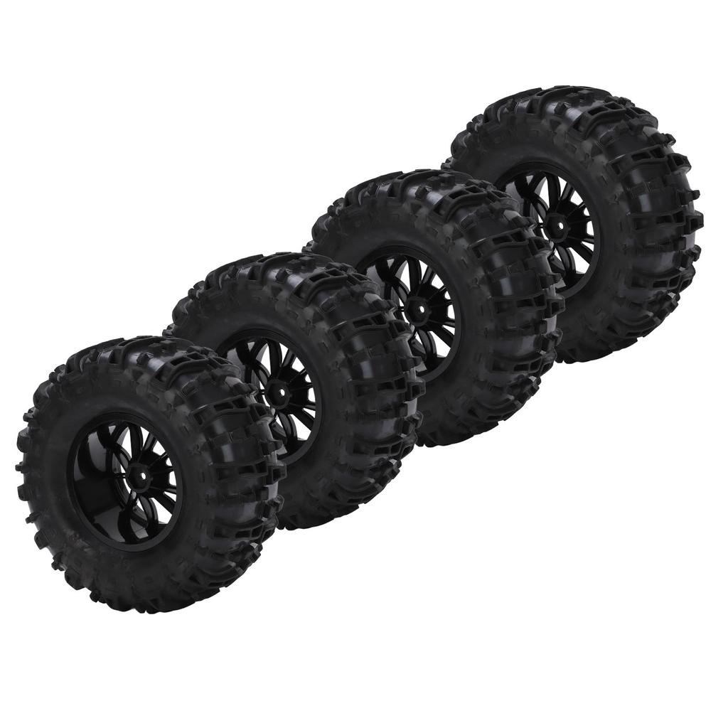 RC Vehicle Wheels and Tires Set Black with Plastic Hub for Monster Truck 18 110 Short Course Truck