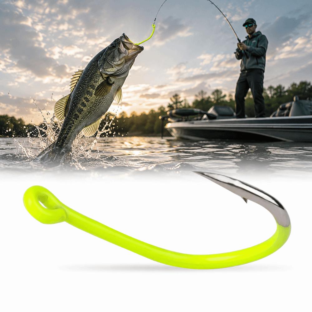 100PCS Fluorescent Green Octopus Fishing Hooks Fishing Accessories Catfish Bass Tuna Walleye Trout