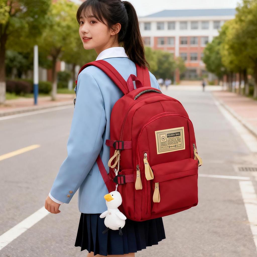 Versatile Large Capacity Solid Color Backpack for Students – Unisex Korean Style