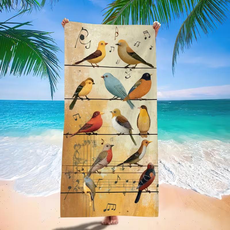 Colorful Abstract Geometric Music Note Print Beach Towel Sand Resistant Quick Dry Towel for Summer Beach Festival Outdoor