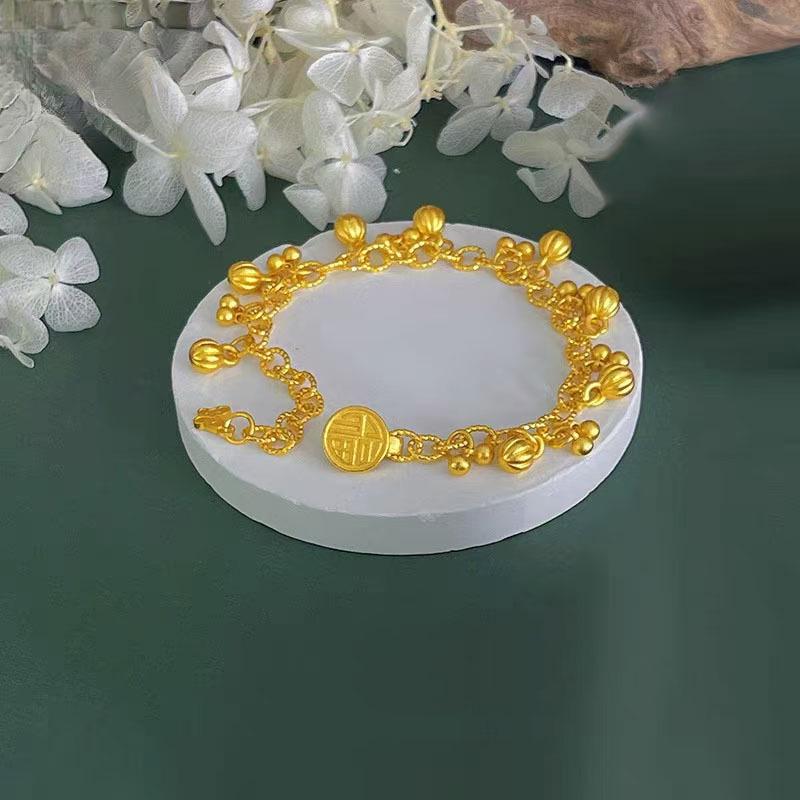 Exotic Style Women s Beaded Bracelet in Ancient Gold Imitation, Bountiful Harvest Design, Vietnamese Sand Gold Jewelry Gift