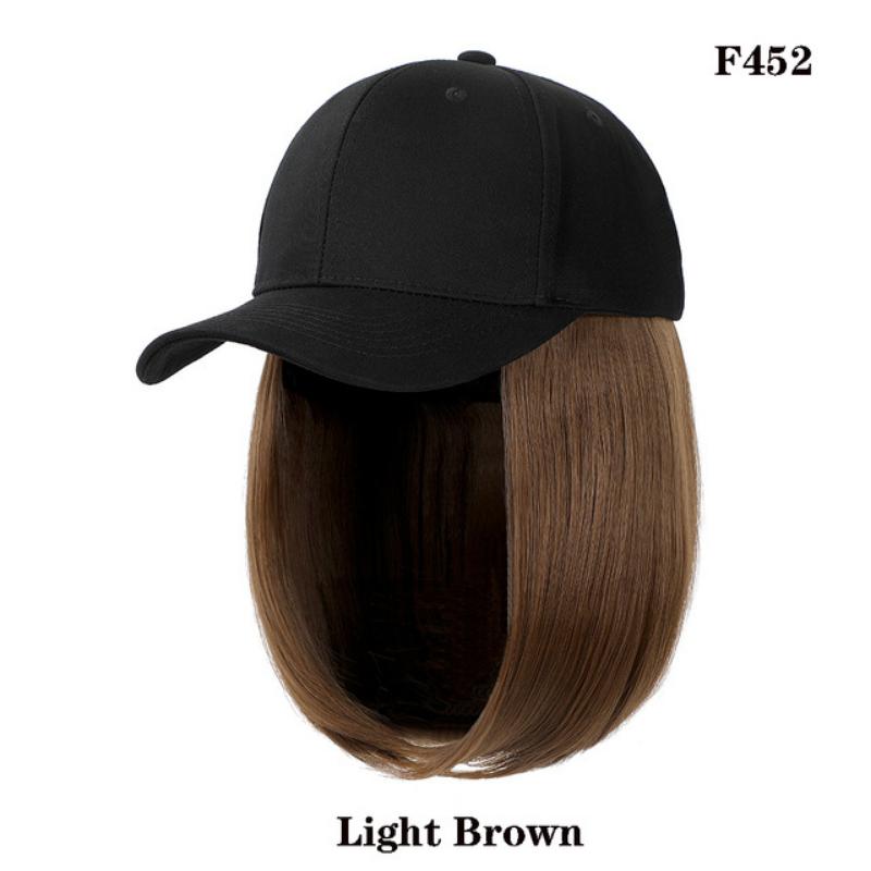 Damen Bob Perückenkappe mit Schirmmütze, All-in-One Kurzhaar Baseballkappe Perücke, Ganzjahres Universelles Vollkopf Synthetisches Haarteil für Tägliche Mode