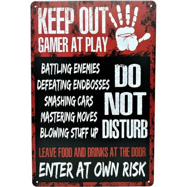 Retro Gamer At Work Metal Tin Sign Vintage Wall Art Poster for Game Room Café Garage Club Bar Pubs Iron