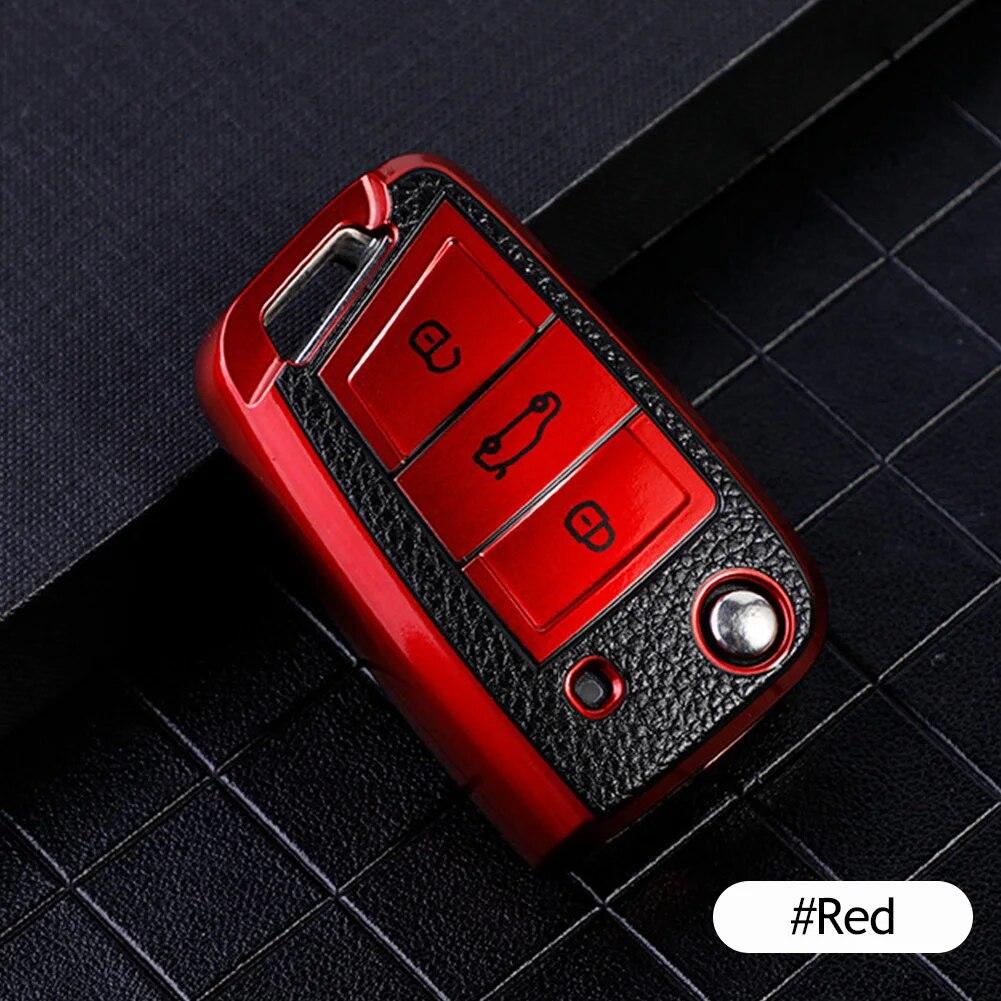 Leather Car Key Case Keys Full Cover Protection Shell Bag for VW Volkswagen Polo Tiguan Passat Golf Jetta Lavida Skoda Octavia