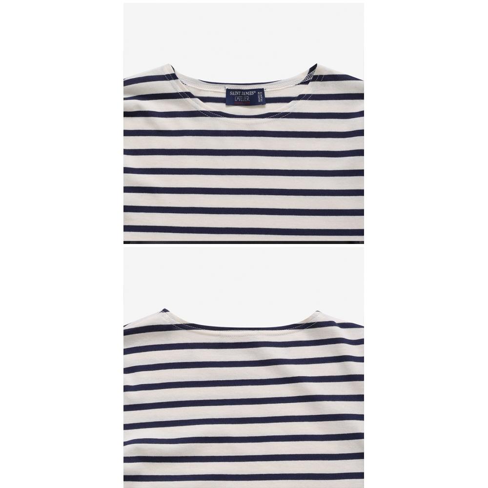 Saint James Kids Long Sleeve Tee Modern Stripe 2066 Ecru Marine