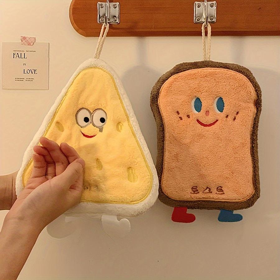 4Pack 3Layer Thick Coral Fleece Hand Towels Super Absorbent Quick Drying Bath Kitchen Towels with Cute Food Shaped Cartoon Bread,Donut,Pizza,Pie