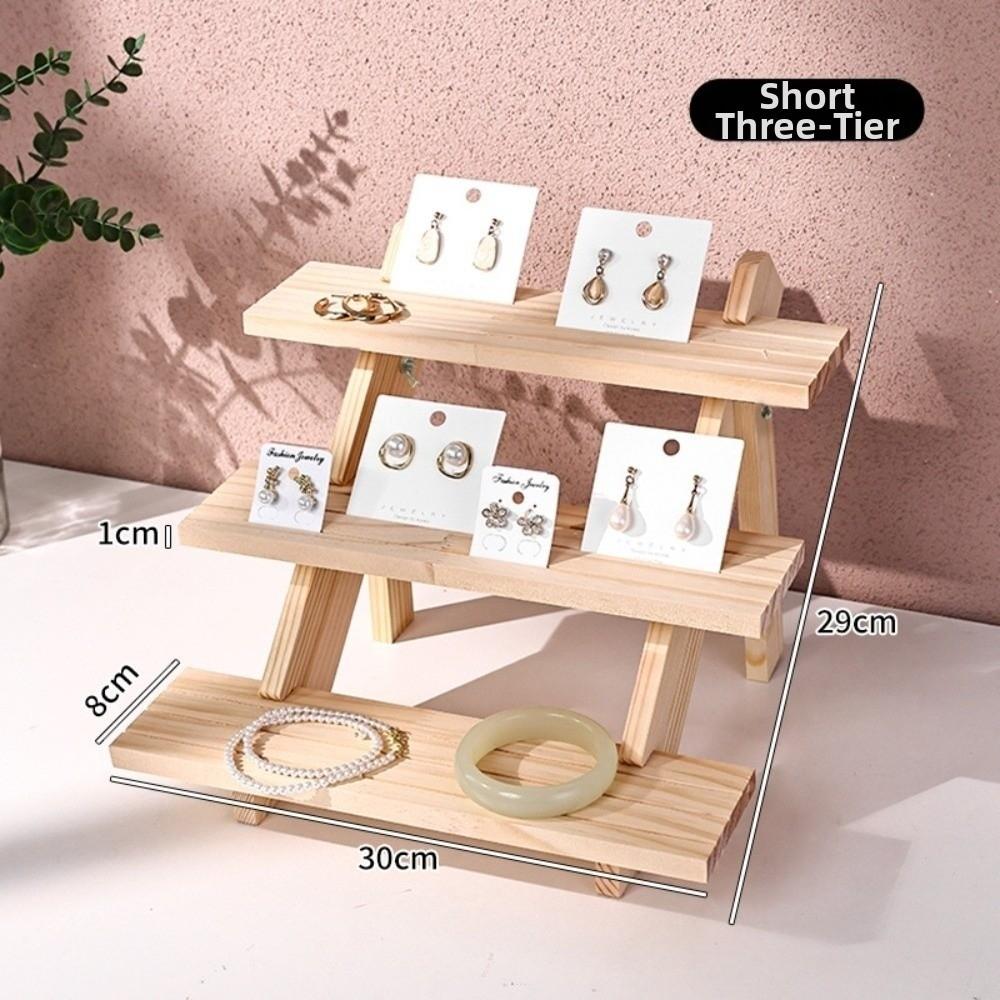 2/3/4 Layer Wooden Jewelry Display Stand Multi Functional Ornament Organizer Display Props