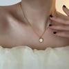 18K Gold Titanium Steel Necklace with White Mother-of-Pearl Pendant - Trendy, Minimalist French Design