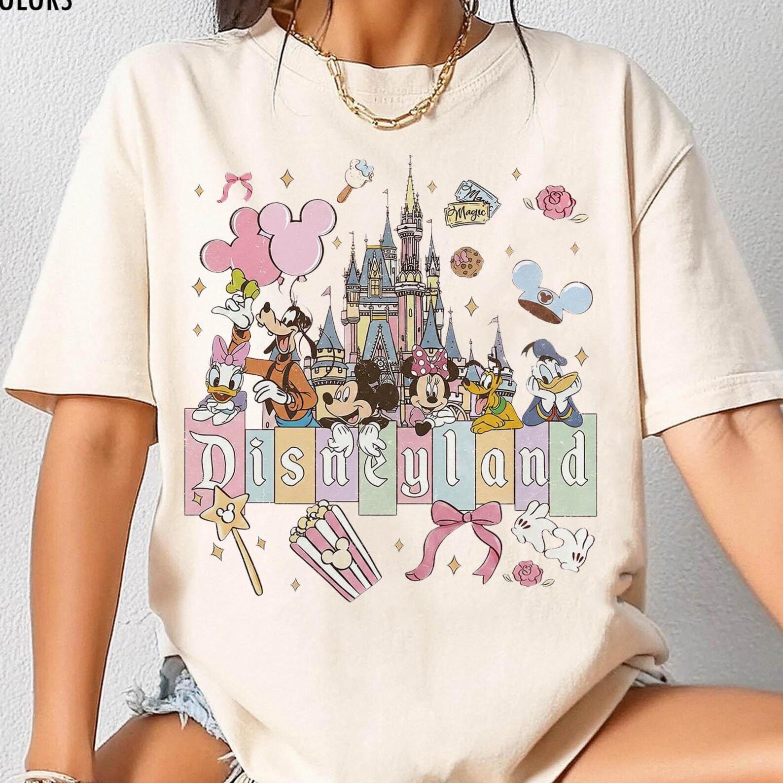 Disney Mickey and Friends Comfort Colors Shirt, Retro Magical Pastel Disneyland Tee, Vintage Castle Park Snacks, Disney Family Trip 2026 L