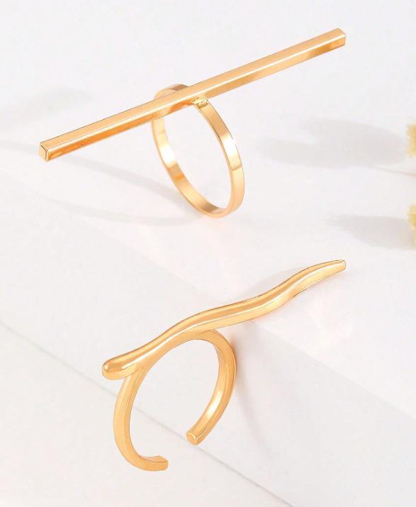 Ретро Геометрическое Открытое Металлическое Кольцо для Женщин - Нишевый, Необычный Дизайн