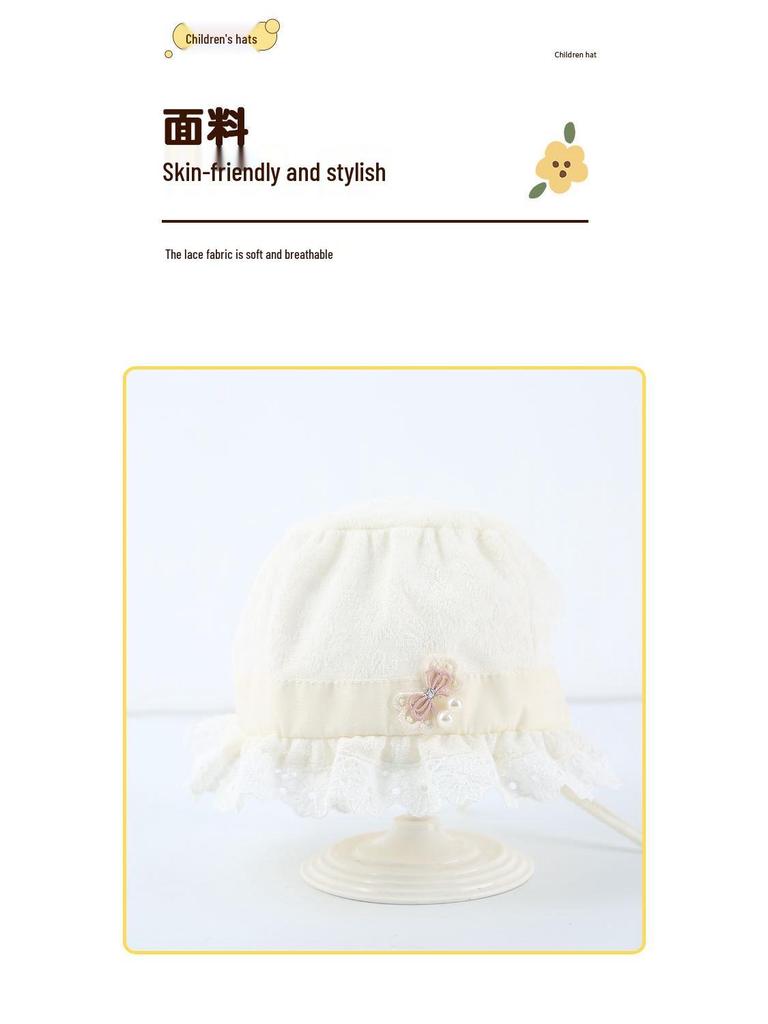 Lace Trim Infant Fisherman Hat with Ear Protection – Stylish Newborn Accessory