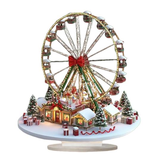 Ferris Wheel Ornament with Built-in Stable Base, 3D Effect Acrylic Christmas Tree Decoration, Waterproof And Moisture-Proof Holiday Gift A