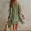 2026 Summer New European and American Women's Clothing V-neck Chiffon Dress Seaside Vacation Loose Blouse Beach Dress