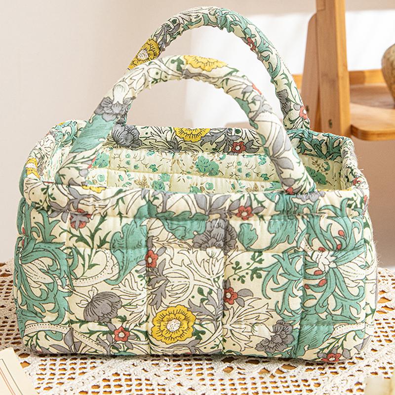 Floral Pattern Storage Basket Women Large Capacity Fabric Sweet Laundry Baskets With Easy Carry Handles Hampers Travel Tote Bag