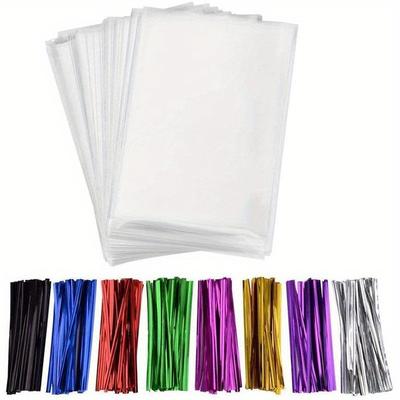 300 Bolsas Transparentes para Dulces de Tamaños Mixtos, Bolsas de Regalo con Lazos de 4", Bolsas para Sorpresas, Bolsas para Caramelos, Bolsas para Galletas para Regalar, Bolsa de Envasado de Alimentos de Celofán