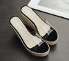 Fashion Women's New Style Hemp Rope Straw High Heel Sandals Wedge Heel Shoes Summer Thick Bottom Transparent