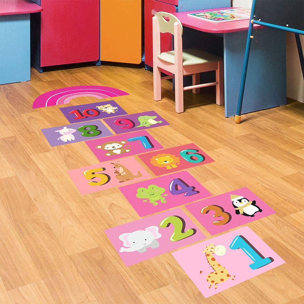 PVC Cartoon Number Grids Self-adhesive Flooring Decals Creative Wall Art  Kid's Room