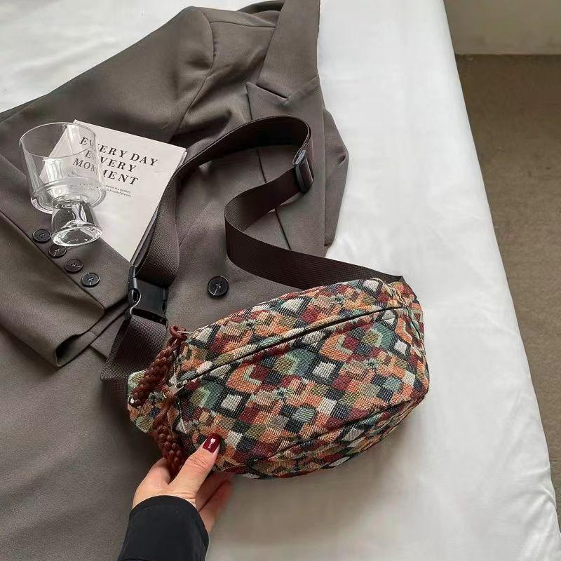 

Спортивная сумка на грудь для женщин в этническом стиле для ходьбы и бега, через плечо, мобильная поясная сумка темно-коричневого