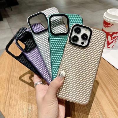 Applicable To IPhone15 Mobile Phone Case Diamond Texture Apple 14 Promax Japanese and Korean High-level Sensor Electroplating Protective Case Soft