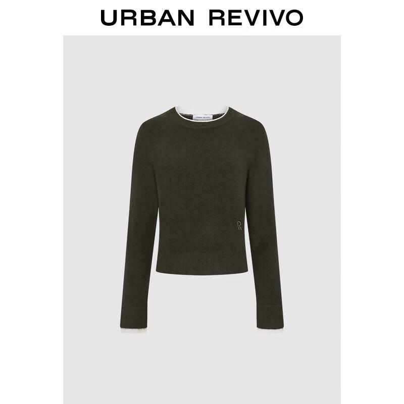 

UR 2024 Зимний женский свитер с круглым вырезом, вязаный, с цветными блоками, с бисером и буквой XS