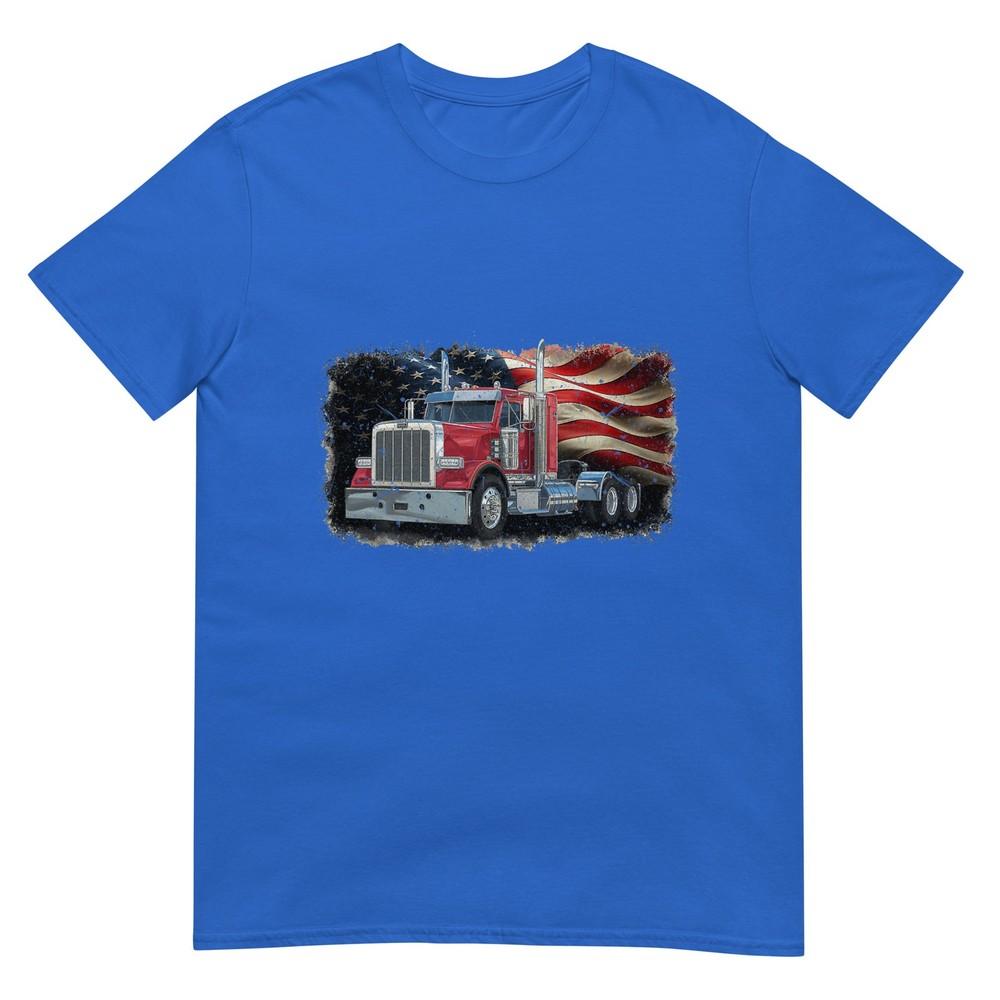 Driver Trucker Us Flag Semi Truck Patriotic 4th Of July Unisex TShirt
